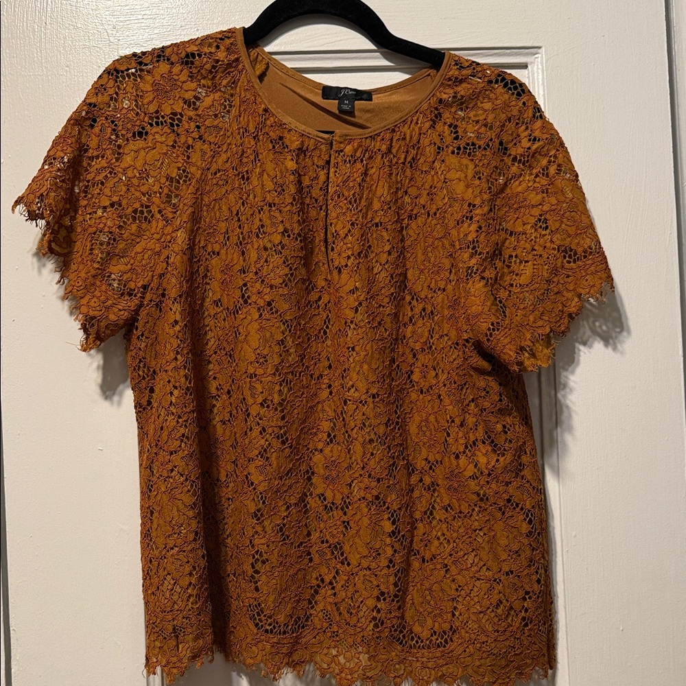 J. Crew Women's Lace Blouse in Rich Tan